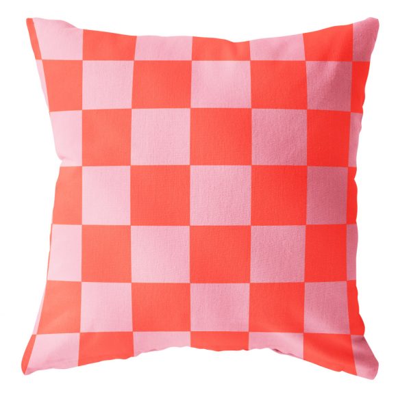 Buitenkussen rood lichtroze 60x40 gestreept of geblokt - Afbeelding 9