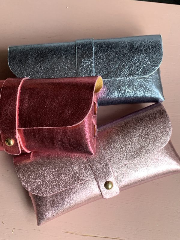 Glitter leren brillenetui